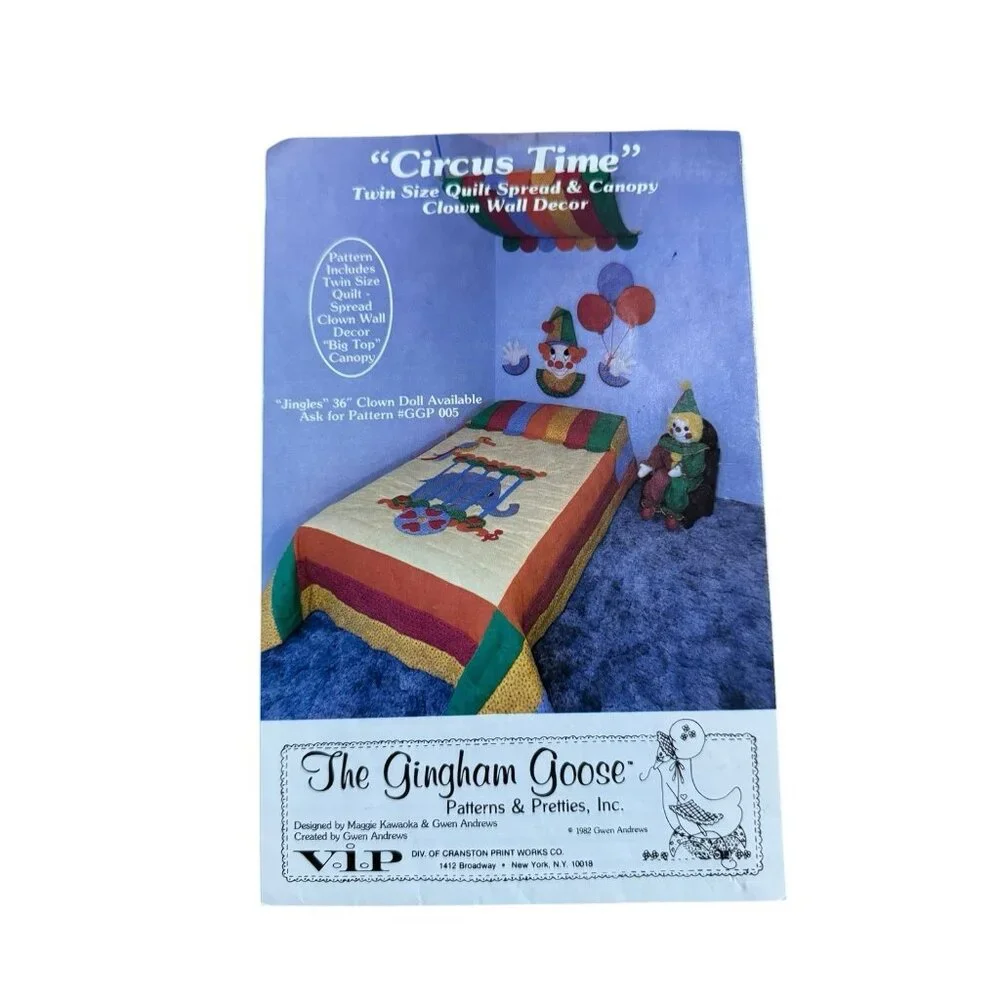 80's GINGHAM GOOSE‎ CIRCUS TIME APPLIQUE Pattern Crafting Baby Home Vintage READ